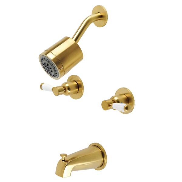 Tub and Shower Faucet, Brushed Brass, Wall Mount